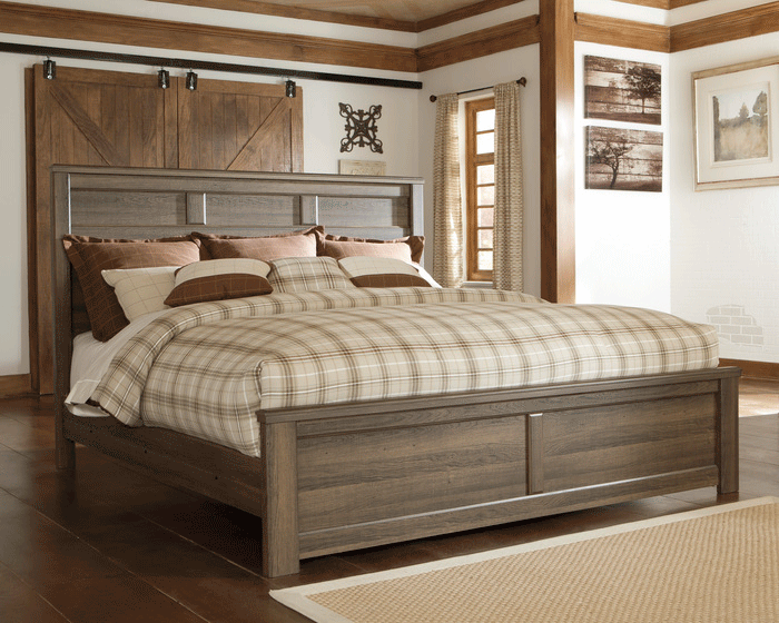 Juararo Dark Brown King Panel Bed
