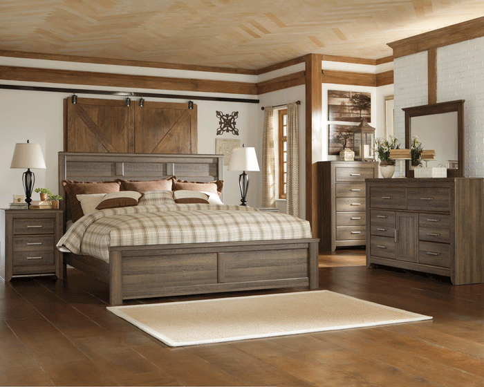 Juararo Dark Brown King Panel Bedroom Set