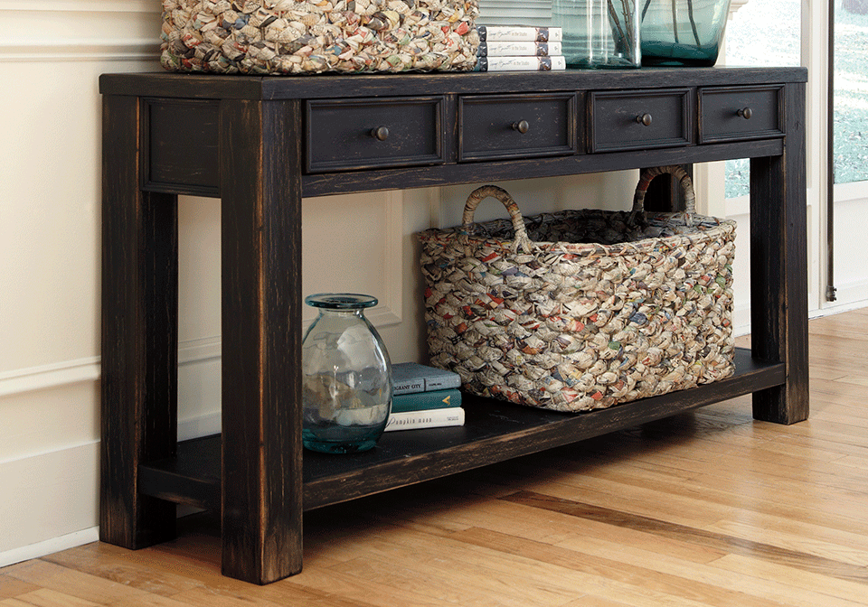 Gavelston Rubbed Black Sofa Table