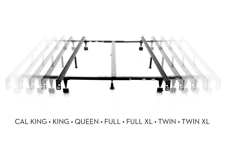 4 Way Low Profile Universal Adjustable, Metal Adjustable Bed Frame With Glides Queen Full Twin
