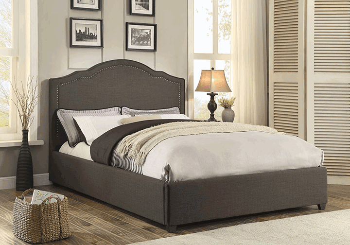 Zaira Dark Gray Nail On Upholstered, Dark Grey Upholstered King Bed
