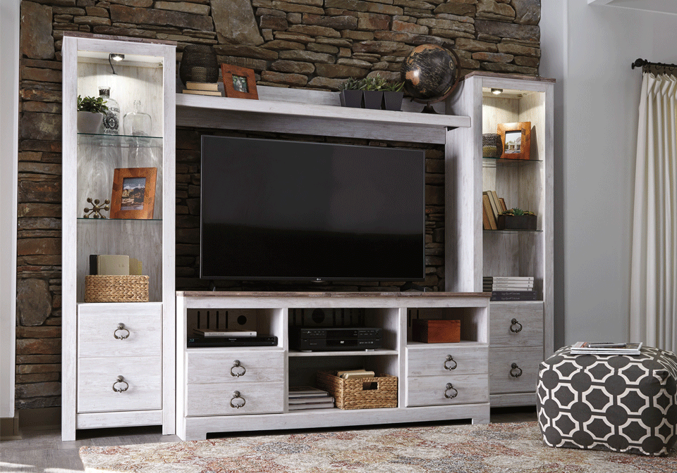 Willowton Whitewash 4pc. Entertainment Center