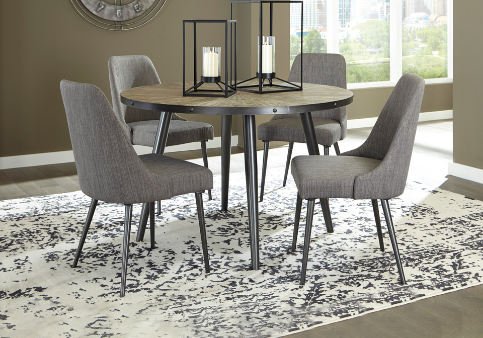 Coverty Two Tone 5pc Round Dining Table, Grey Round Dining Table Set