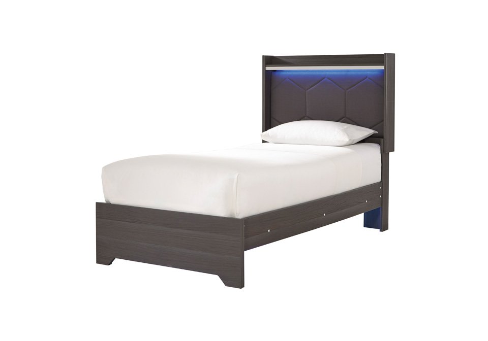 Annikus Gray Twin Upholstered Panel Bed, Annikus Twin Loft Bed