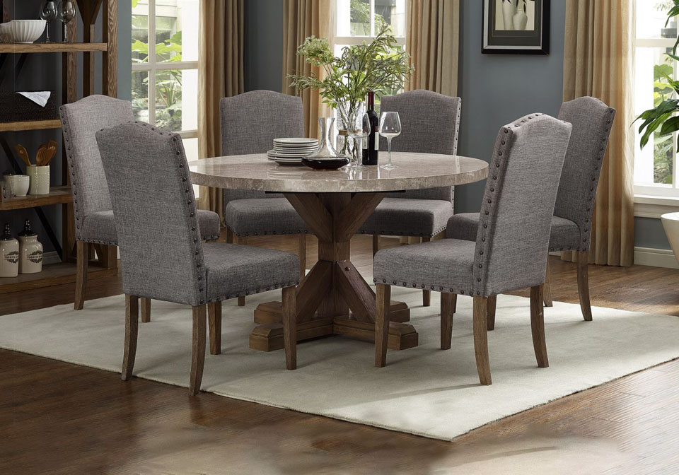 Vesper Marble 5pc Round Dining Set, Real Marble Dining Table Set