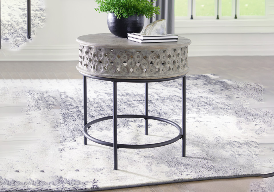 Rastella Gray/Black End Table Local Overstock Warehouse Online