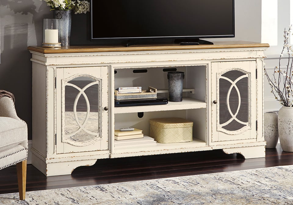 Realyn Chipped White Extra Large TV Stand
